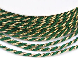 Twisted cord 3.5 mm, green and gold