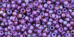 TOHO Round 11/0: TR-11-928 Inside-Color Rainbow Rosaline/Opaque Purple-Lined, 10 g