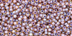 TOHO Round 15/0: TR-15-926 Inside-Color Lt Topaz/Opaque Lavender-Lined, 5g