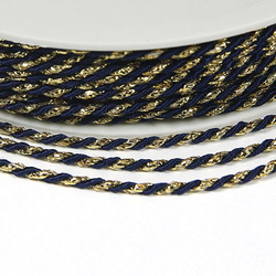 Twisted cord 2 mm, navy blue and gold