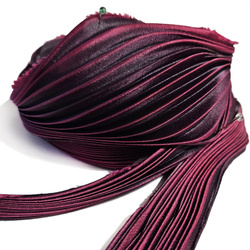 Shibori silk ribbon - Burgundy, 10cm