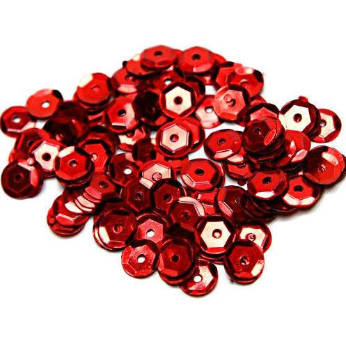 Sequins round 6mm, red