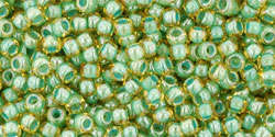 TOHO Round 11/0: TR-11-380 Inside-Color Topaz/Mint Julep-Lined, 10g