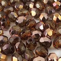 Fire Polish 3mm: Copper - Smoky Topaz, 40 pcs