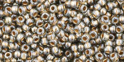 TOHO Round 11/0: TR-11-993 Gold-Lined Black Diamond, 10g