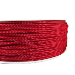 Shamballs and macramé polyester cord - red // L7502