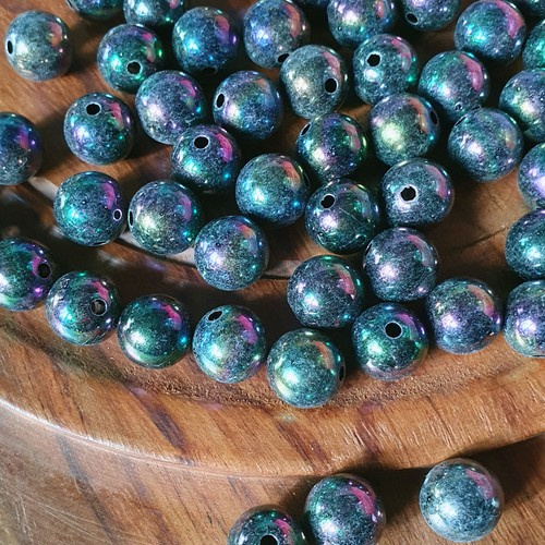 Artificial pearls, 12mm ball, Iris - Gray, 10 pcs.