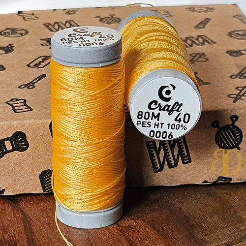 Threads for beading and soutache CRAFT 40, yellow, 80m