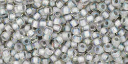 TOHO Round 11/0: TR-11-261 Inside-Color Rainbow Crystal/Gray-Lined, 10 g