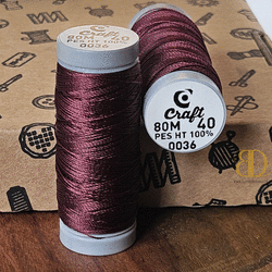 Threads for beading and soutache CRAFT 40, burgundy, 80m