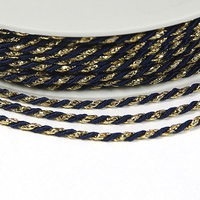 Twisted cord 2 mm, navy blue and gold