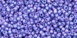 TOHO Round 15/0: TR-15-934 Inside-Color Lt Sapphire/Opaque Purple-Lined, 5 g