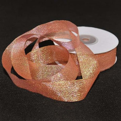 Brocade ribbon 2.5cm, pink and gold