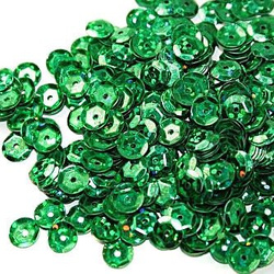  Sequins round 6mm, green with glitter effect