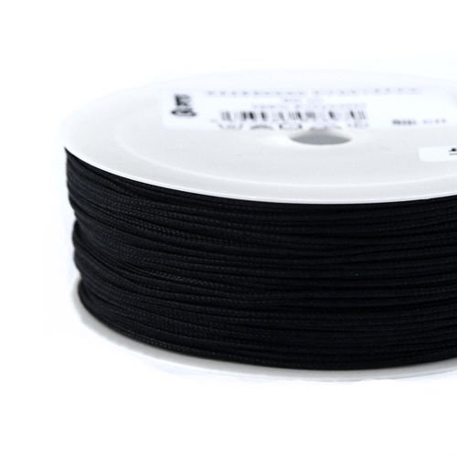 Sznurek pleciony poliestrowy do biżuterii i makramy - czarny // P7001