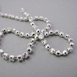 Rhinestone cupchain with Preciosa crystals ss 8,5 (~2,5mm) Crystal Labrador, silver, 10cm