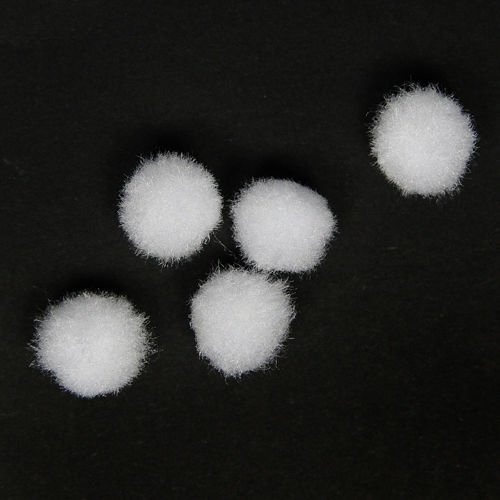 Pompoms, 10 mm, white, 2 pcs