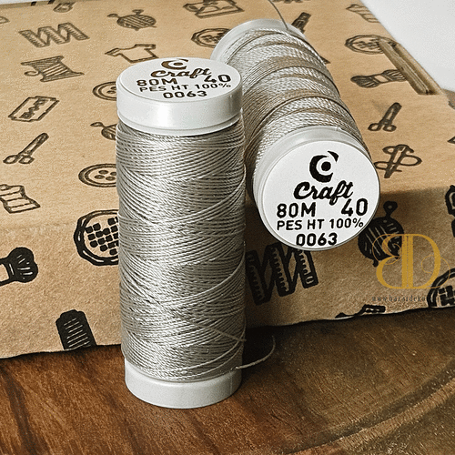 Threads for beading and soutache CRAFT 40, light gray, 80m