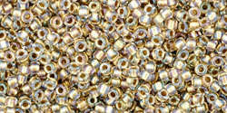 TOHO Round 15/0: TR-15-262 Inside-Color Crystal/Gold-Lined, 5g