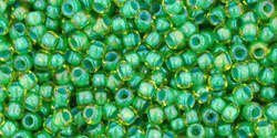 TOHO Round 11/0: TR-11-947 Inside-Color Lime Green/Opaque Green-Lined, 10g