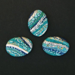 Cabochon CM Striped oval 18x25 turquoise