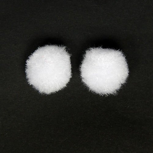 Pompoms, 15 mm, white, 2 pcs