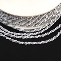 Twisted cord 3.5 mm, white and silver