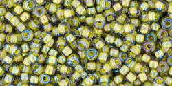 TOHO Round 11/0: TR-11-246 Inside-Color Luster Black Diamond/Opaque Yellow-Lined, 10g