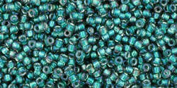 TOHO Round 15/0: TR-15-270 Inside-Color Crystal/Metallic Teal-Lined, 5g