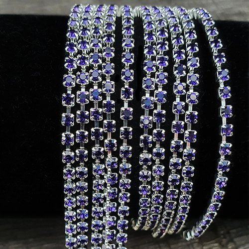 Rhinestone cupchain with Preciosa crystals ss 8,5 (~2.5mm) Purple Velvet, silver, 10cm