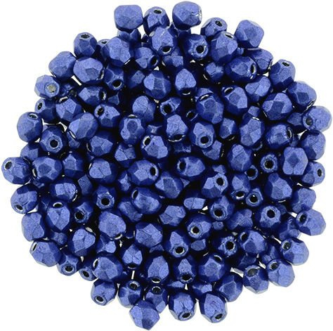 Fire Polish 2mm: ColorTrends: Saturated Metallic Lapis Blue, 40 pcs