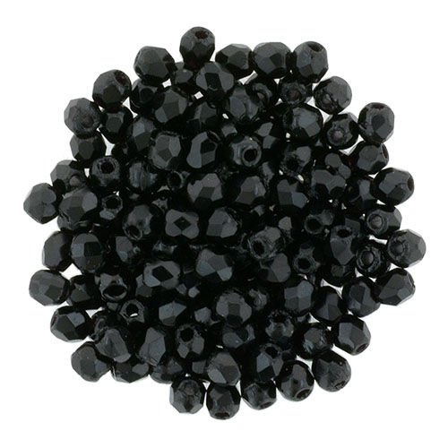 Fire Polish 2mm: Jet, 40 pcs