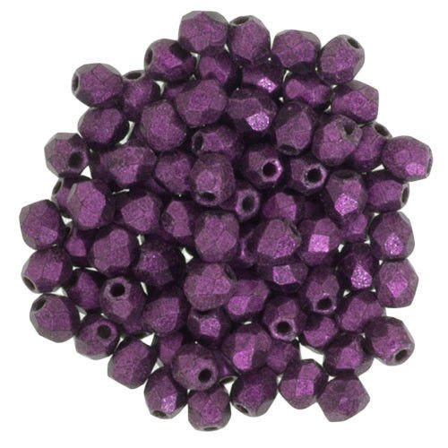 Fire Polish 3mm: Metallic Suede - Purple, 40 pcs