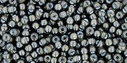 TOHO Round 11/0: TR-11-371 Inside-Color Black Diamond/White-Lined, 10 g