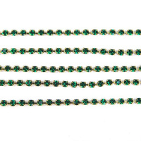 Rhinestone cupchain with Preciosa crystals  ss 8,5 (~2,5 mm) Emerald / raw 10cm