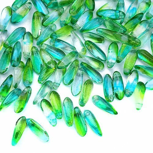 Dagger 3x10mm Crystal Green-Turquoise, 20 pcs